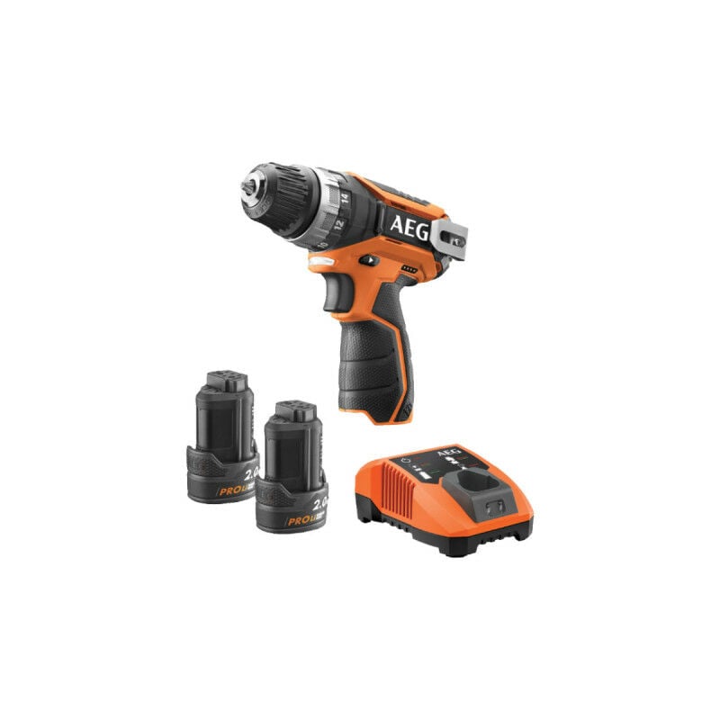 foto del prodotto aeg trapano avvitatore 12v li ion 2 batterie al litio 2.0ah pro 1 caricabatterie 40min bs12c2 202c