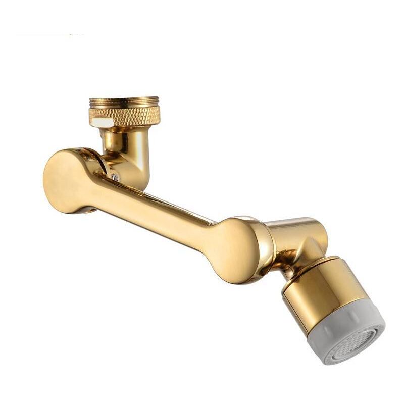 foto del prodotto aeratore per rubinetto girevole a 1080 gradi, spruzzatore universale a 2 funzioni, prolunga per rubinetto, ottone, oro spazzolato