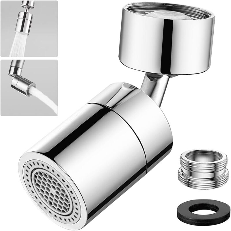 foto del prodotto aeratore per rubinetto girevole a 360 , aeratore per rubinetto da cucina confezione da 2 con 2 tipi di getto, adatto per rubinetti con beccuccio