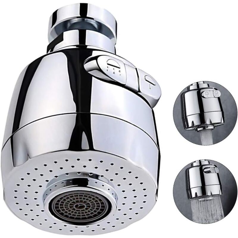 foto del prodotto aeratore per rubinetto girevole a 360 gradi, testa per rubinetto da cucina, spruzzatore con filtro per soffione doccia regolabile in 2 modalit per