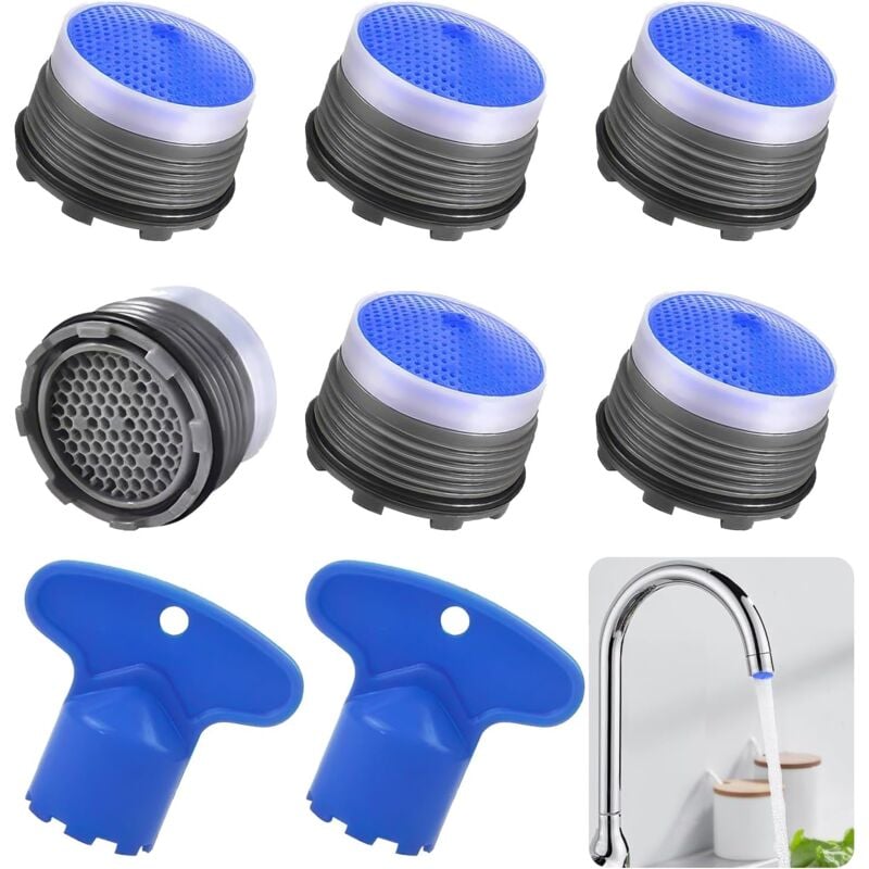 foto del prodotto aeratori per rubinetto da 8 pezzi, aeratori per rubinetto m18.5, filtro per rubinetto con 2 chiavi per aeratori