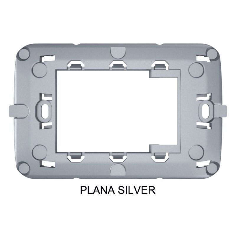foto del prodotto aertecnica supporto adattatore per placca vimar plana silver, grigio metallizato chiaro lucido na696
