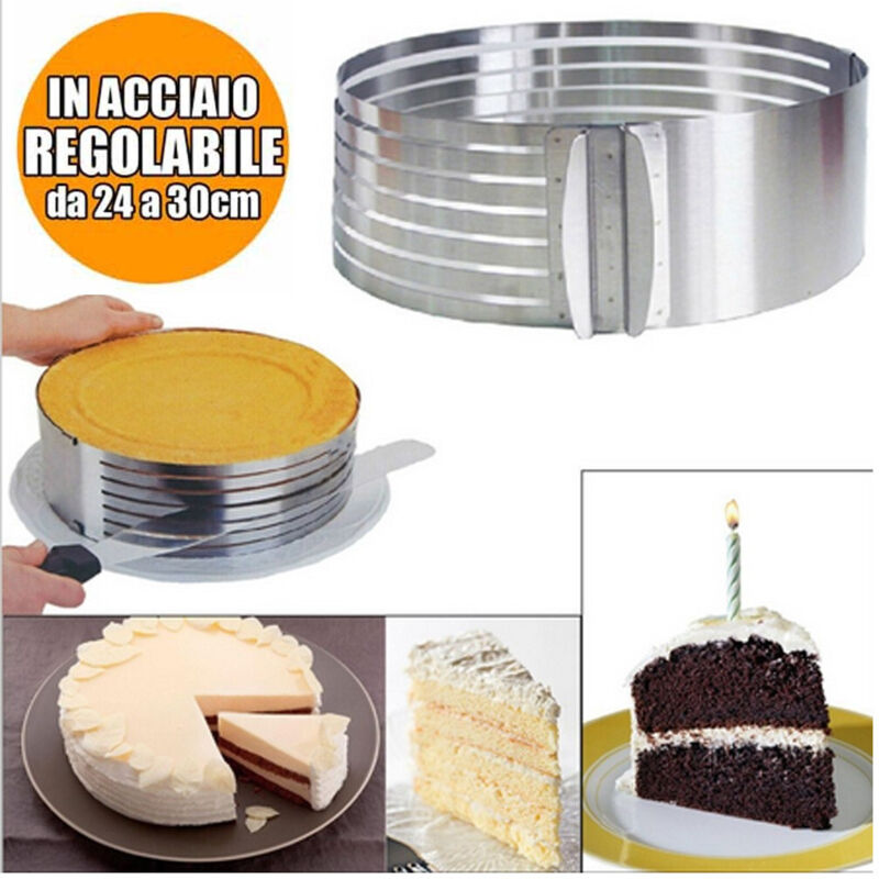 foto del prodotto affettatorte taglia affetta torta regolabile da 24 30 cm stampo anello acciaio trade shop traesio