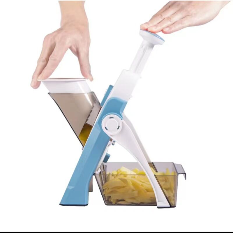 foto del prodotto affettatrice di sicurezza migliorata plus, tagliaverdure regolabile, tagliapasta per patatine fritte, lama staccabile, tritatutto da cucina, regalo