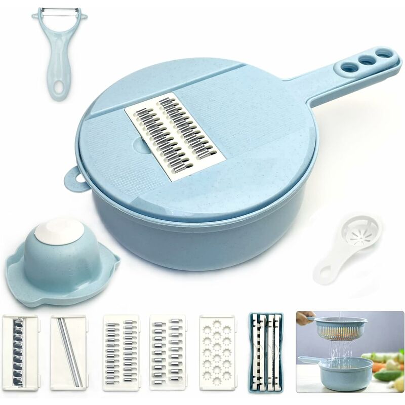 foto del prodotto affettatrice di verdure 12 in 1, mandolina, mandolina da cucina, affettatrice di verdure, grattugia per verdure, tritatutto per verdure