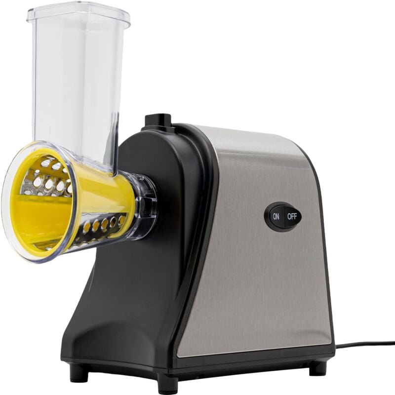 foto del prodotto affettatrice elettrica, 1000 w, con 5 tamburi, grattugia per frutta e verdura, affettatrice per patate, ravanelli, cetrioli, cipolle, 19 x 12,5 x 20