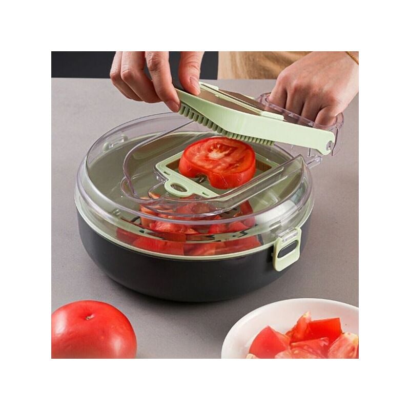 foto del prodotto affettatrice manuale affetta taglia verdure 9 in 1 mandolina con cestello