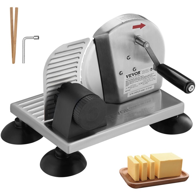 foto del prodotto affettatrice manuale per pane formaggio burro, spessore regolabile 0 152 mm, lama in acciaio inox microdentata, in lega di alluminio,affettatrice