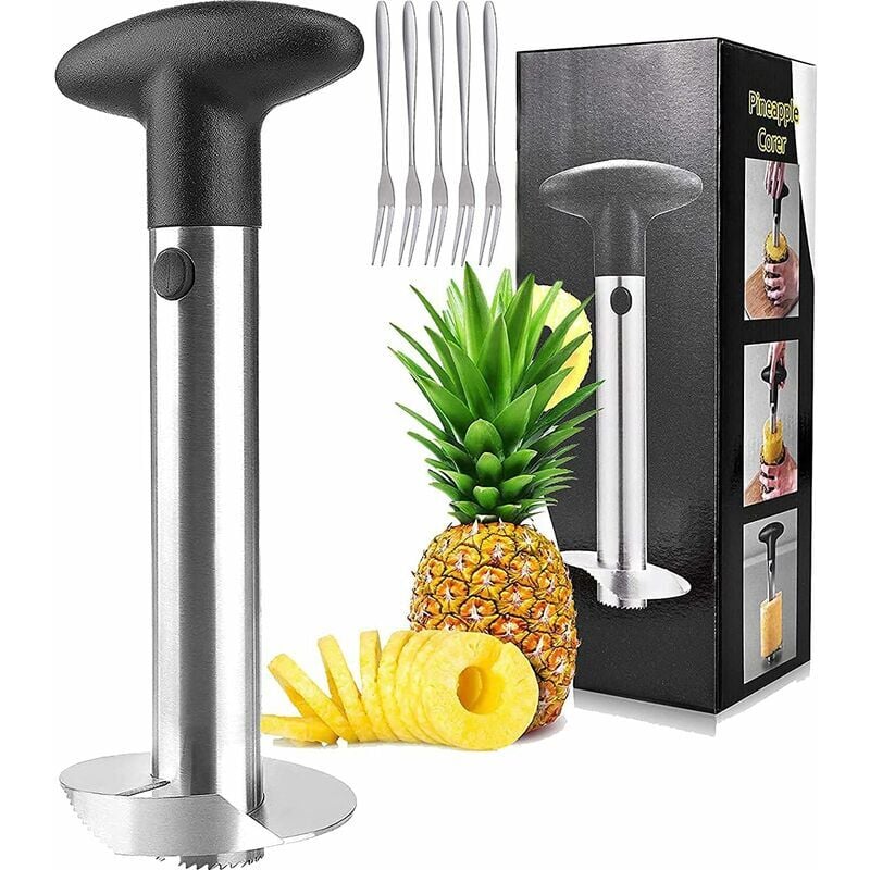 foto del prodotto affettatrice per ananas, migliorata, rinforzata lama affilata pi spessa acciaio inossidabile, facile da pulire, manico antiscivolo senza bpa,
