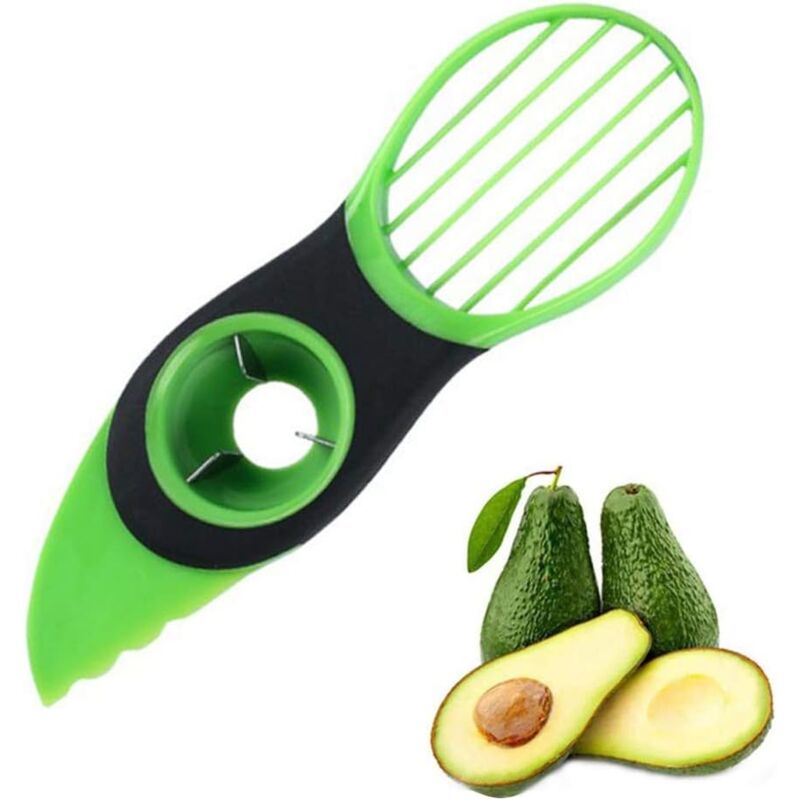 foto del prodotto affettatrice per avocado 3 in 1, coltello per tagliare l avocado, coltello per sbucciare l avocado, utensili da cucina per snocciolare il burro di