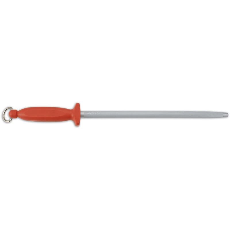 foto del prodotto affilacoltelli chaira arcos 278512 con lama in acciaio al carbonio 30 cm e mango rosso polipropilene con coprilama 13 mm