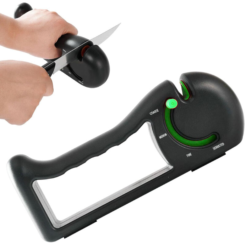 foto del prodotto affilacoltelli sharp affilacoltelli manuale professionale in acciaio al tungsteno per affilare coltelli da cucina, base antiscivolo, angolo di