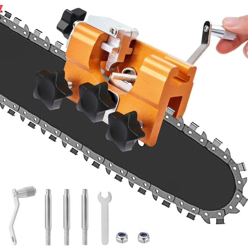 foto del prodotto affilatrice per motoseghe, affilatura rapida, set di utensili portatili per affilare motoseghe, adatto a tutti i tipi di motoseghe e seghe elettriche