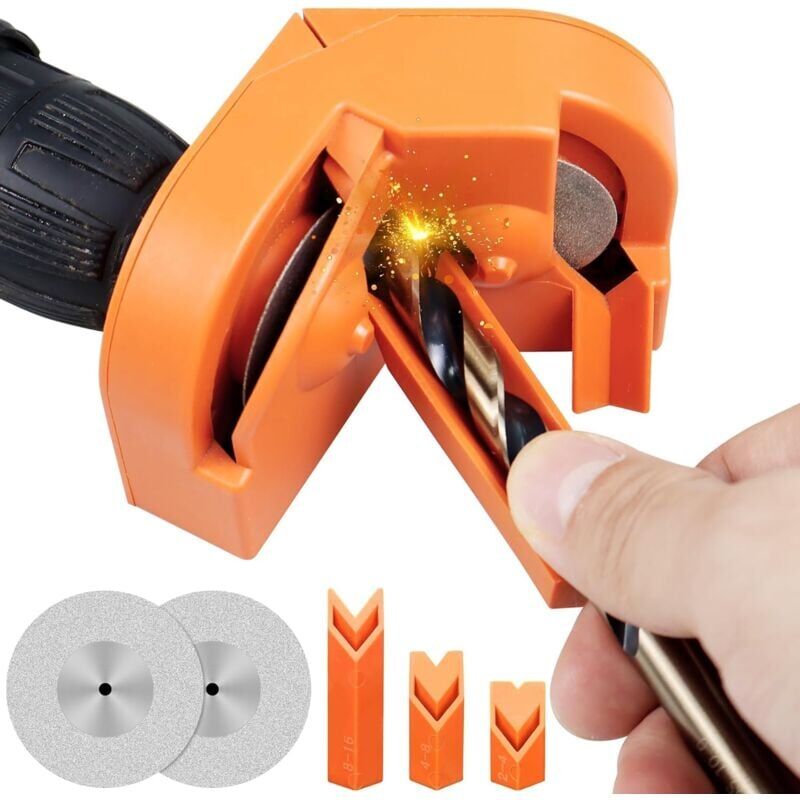 foto del prodotto affilatrice per punte da trapano, nuova affilatrice per punte da trapano, affilatrice multiuso per punte da trapano, affilatrice a spirale per punte da trapano, utensili per rettifica, con 2 dischi ab