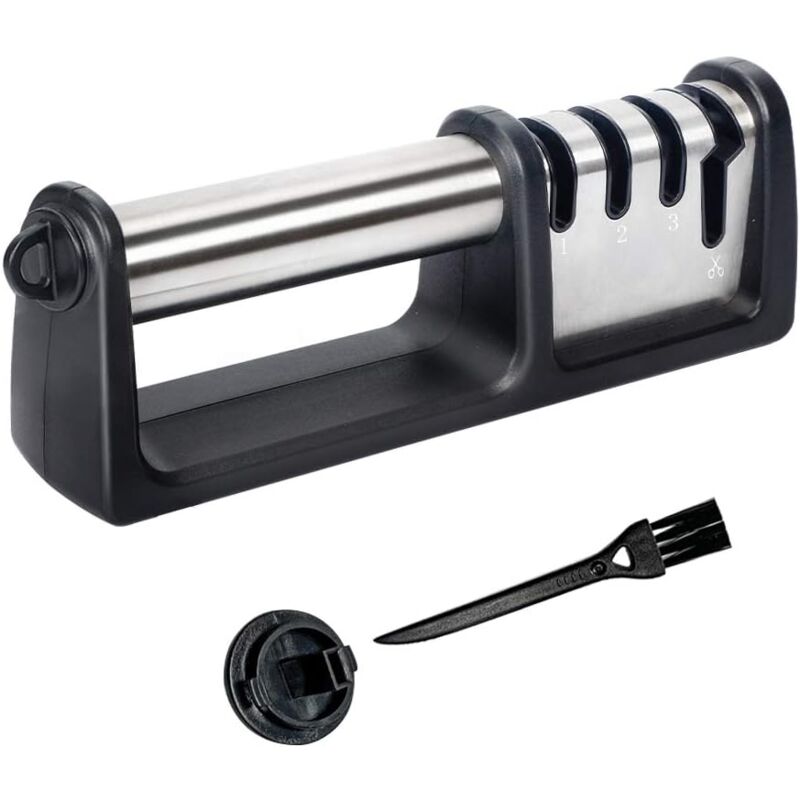 foto del prodotto affilatrice professionale 4 in 1 per coltelli da cucina e forbici a 3 stadi, tungsteno, diamante e