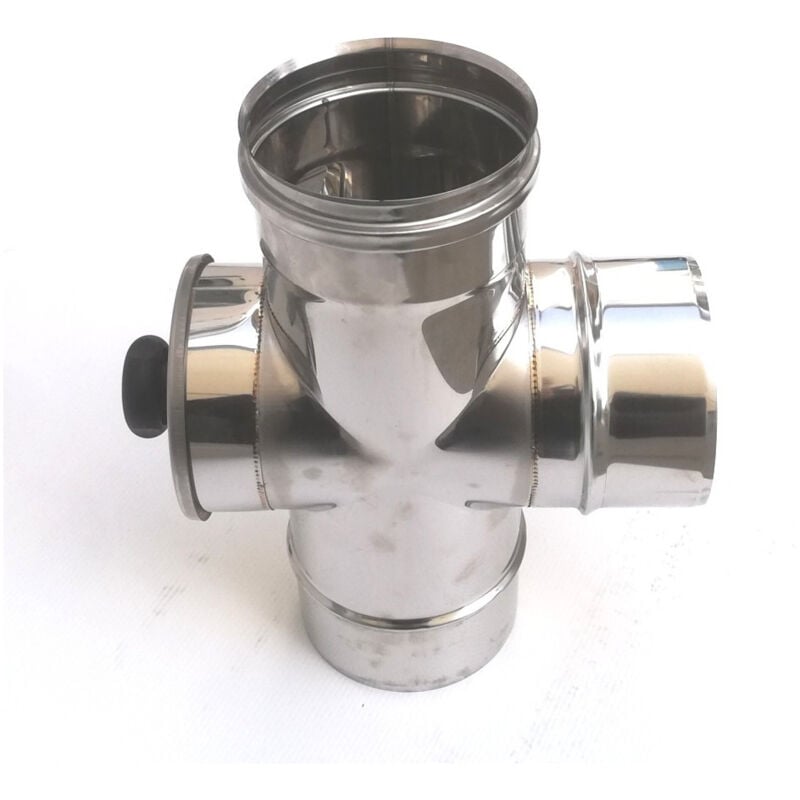 foto del prodotto aflex raccordo a t da 120mm in acciaio inox croce con ispezione 5 decimi aisi 304