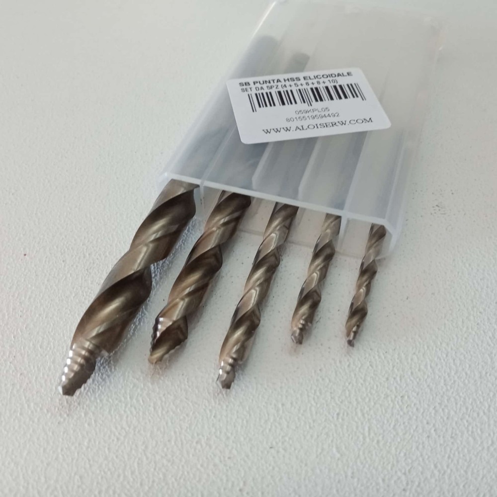foto del prodotto aflex stella bianca set 5 punte elicoidali hss cobalto 8 din 338 con imbocco a gradini
