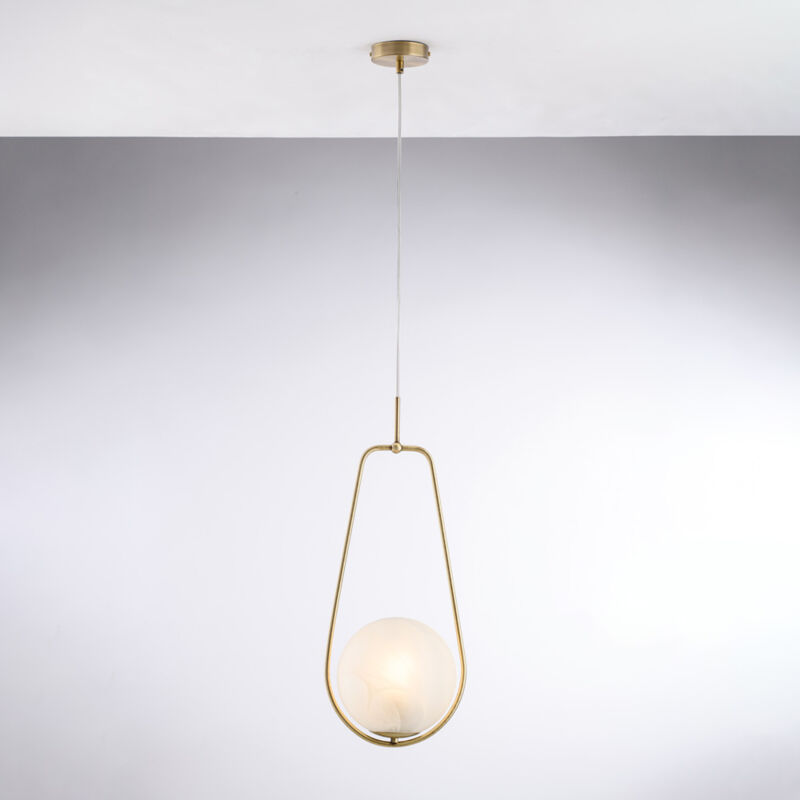 foto del prodotto afrodite sospensione in ferro bronzato 1 luce con sfera dm.20 159 24 bl286 s1 brz