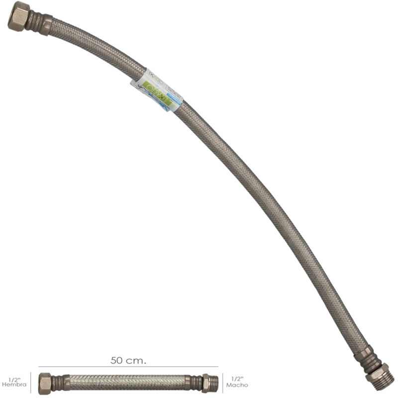 foto del prodotto aft oryx tubo flessibile rinforzato in acciaio inox thermo maschio 1 2 femmina 1 2 lunghezza 500 mm
