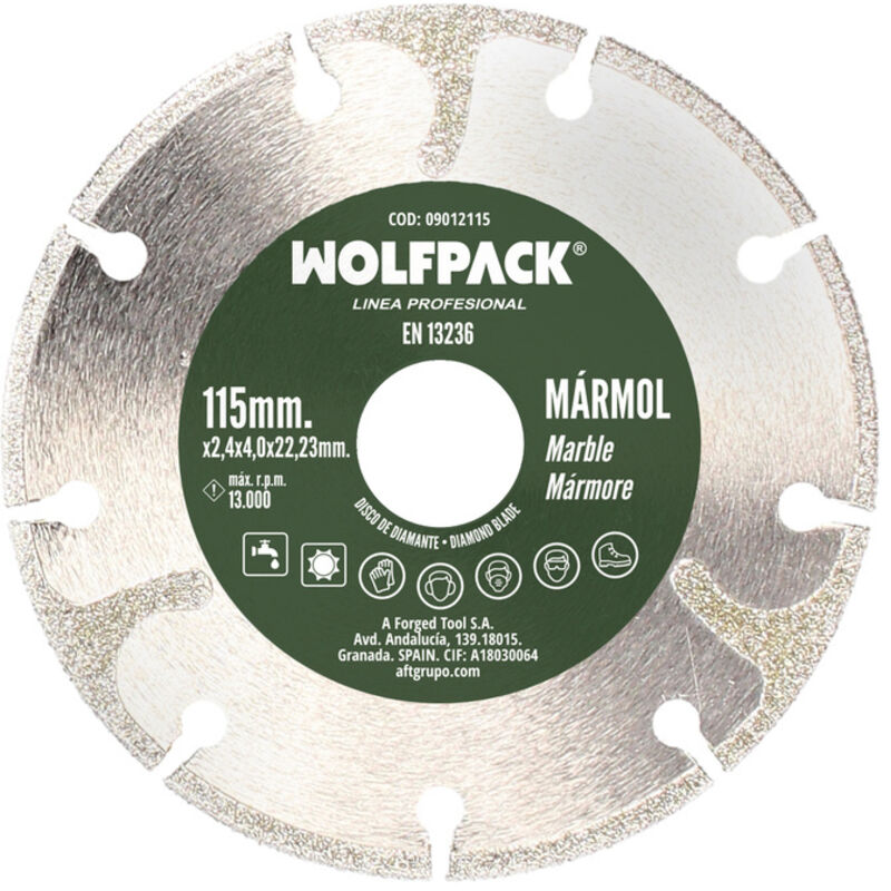foto del prodotto aft wolfpack linea profesional disco diamantato 115 mm. marmo. lama appositamente diamantata