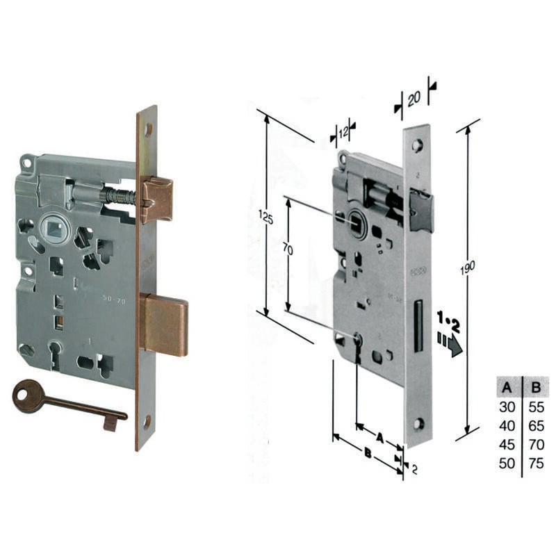 foto del prodotto agb serratura a bussola ridotta da infilare bordo quadro bronzato mm.40 bordo acciaio bronzato b.00572.40.02 