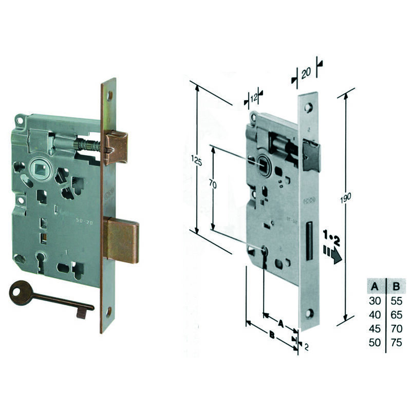 foto del prodotto agb serratura a bussola ridotta da infilare bordo quadro bronzato mm.45 bordo acciaio bronzato b.00572.45.02 