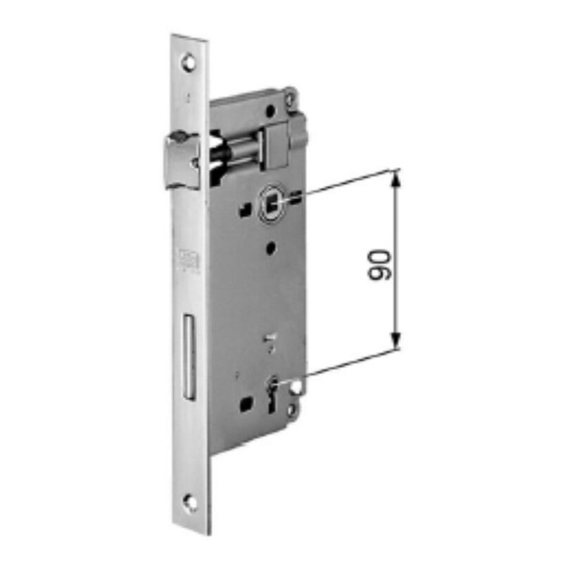 foto del prodotto agb serratura da infilare per porte interne a12 patent d90 f22 e40 con bordi quadrati acciaio bronzato