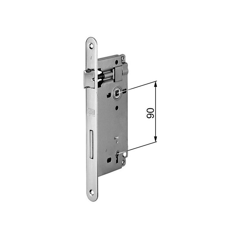 foto del prodotto agb serratura da infilare per porte interne a19 patent d90 f22 e50 con bordi tondi acciaio cromato opaco