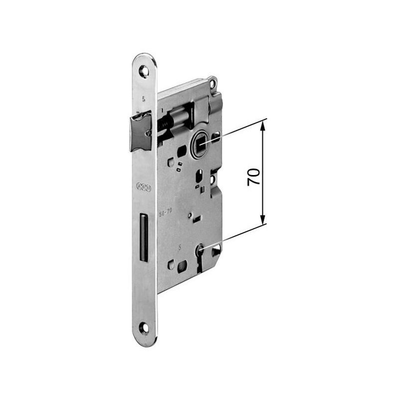 foto del prodotto agb serratura da infilare per porte interne a33 patent piccola d70 f20 e40 con bordi tondi ottone