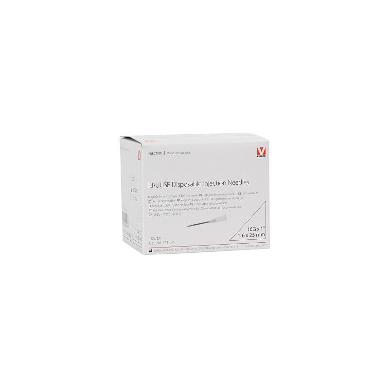 foto del prodotto aghi usa e getta kruuse 1,6 x 25 mm, 16gx1 , bianco, box 100 unit 