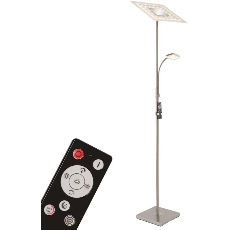 foto del prodotto agiled lampada da terra a led, telecomando, dimmerabile, orientabile, controllo della temperatura del colore cct, nichel opaco, 28 x 28 x 180 cm