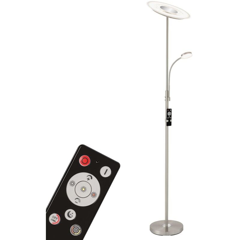 foto del prodotto agiled led lampada da terra, telecomando, dimmerabile, orientabile, controllo della temperatura del colore cct, nichel opaco, 28 x 180 cm briloner