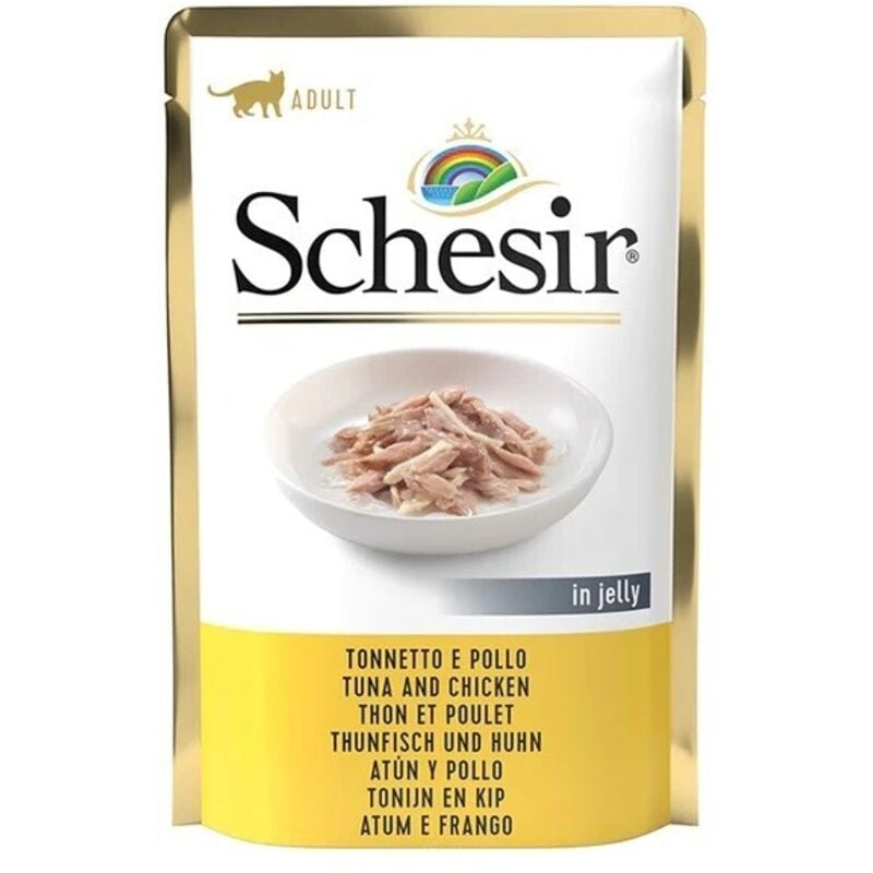 foto del prodotto agras pet foods schesir cibo umido per gatti adulti, tonno con pollo, 85 g
