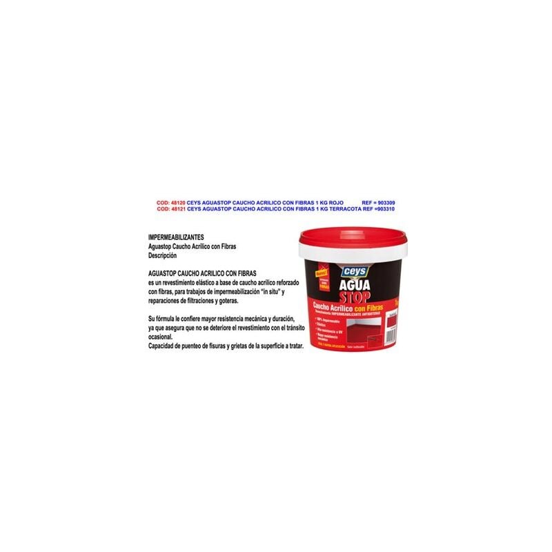 foto del prodotto aguastop gomma acrilica con fibre 1 kg terracotta ceys
