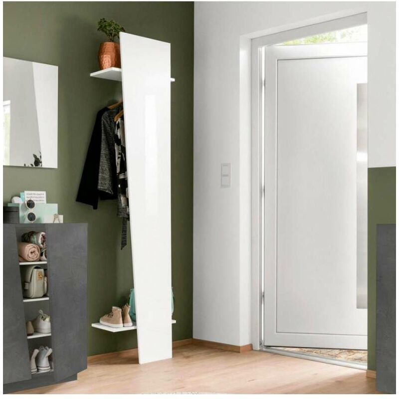 foto del prodotto ahd amazing home design - appendiabiti moderno per ingresso 50x30x200cm - pulse - colore bianco laccato lucido