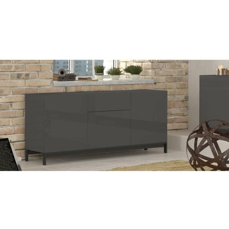 foto del prodotto ahd amazing home design madia 3 ante 1 cassetto per soggiorno moderna 170x40x47,7cm nexus
