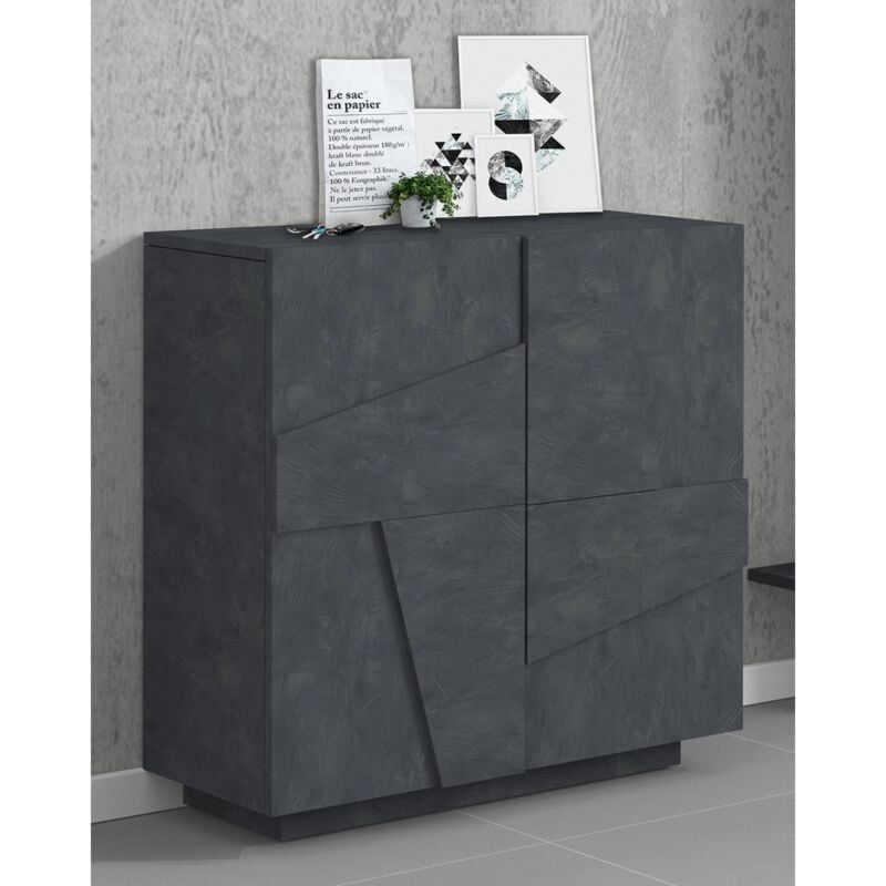 foto del prodotto ahd amazing home design mobile da ingresso scarpiera con 2 ante ardesia in legno porta scarpe