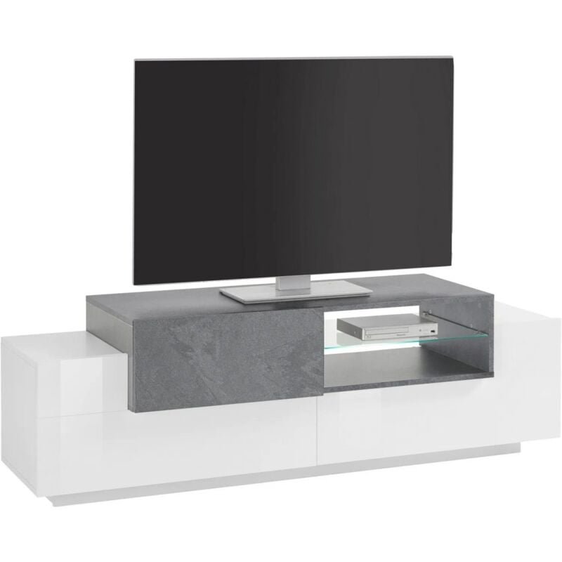 foto del prodotto ahd amazing home design mobile porta tv bianco ardesia 160 cm madia bassa per soggiorno