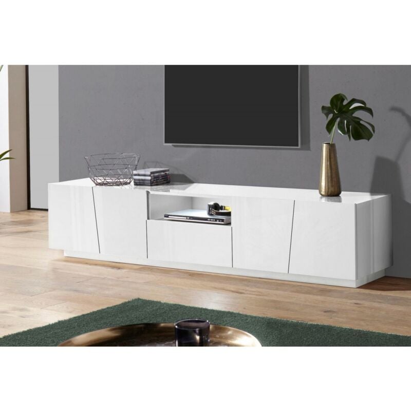 foto del prodotto ahd amazing home design mobile porta tv bianco con 4 ante 220 cm madia bassa per soggiorno