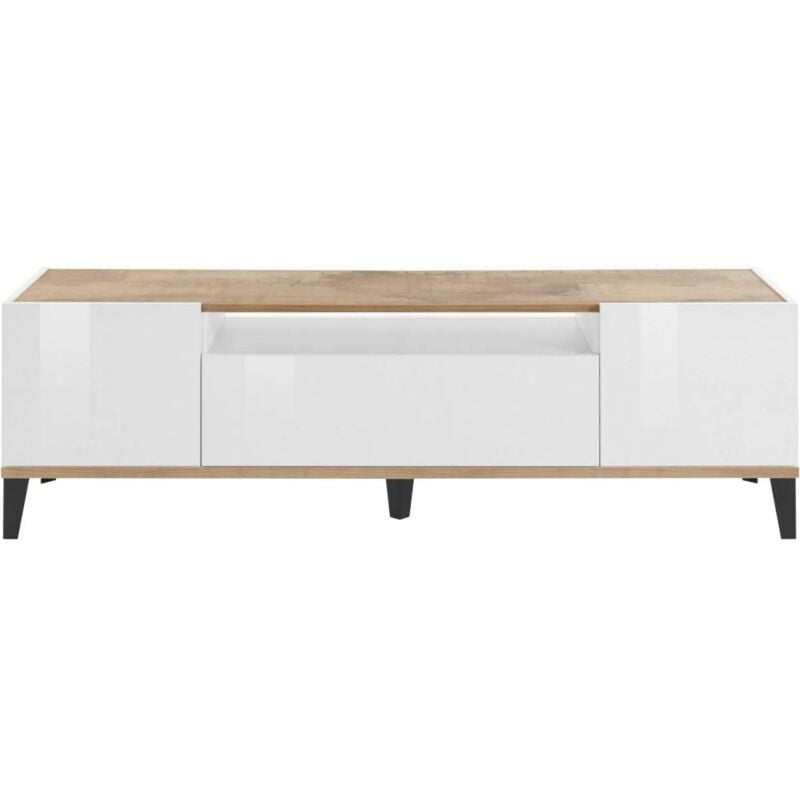 foto del prodotto ahd amazing home design mobile porta tv bianco laccato acero 160 cm madia bassa per soggiorno