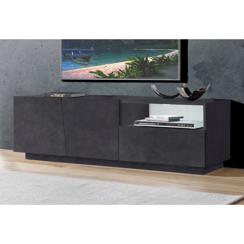 foto del prodotto ahd amazing home design mobile porta tv madia 150 cm bassa con 2 ante per soggiorno ardesia