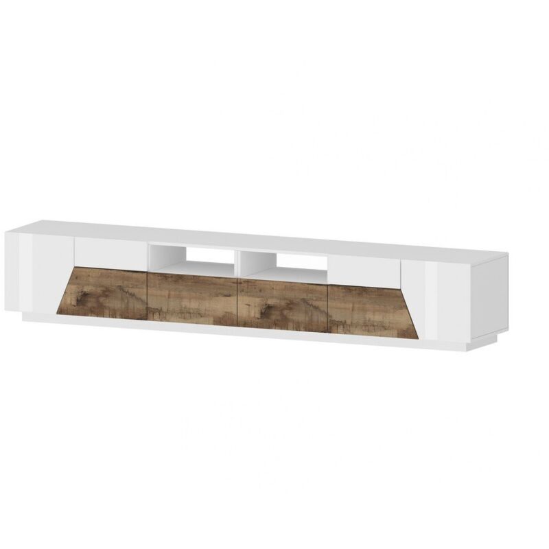 foto del prodotto ahd amazing home design mobile porta tv moderno 260x43x46cm nebula colore bianco laccato acero pereira