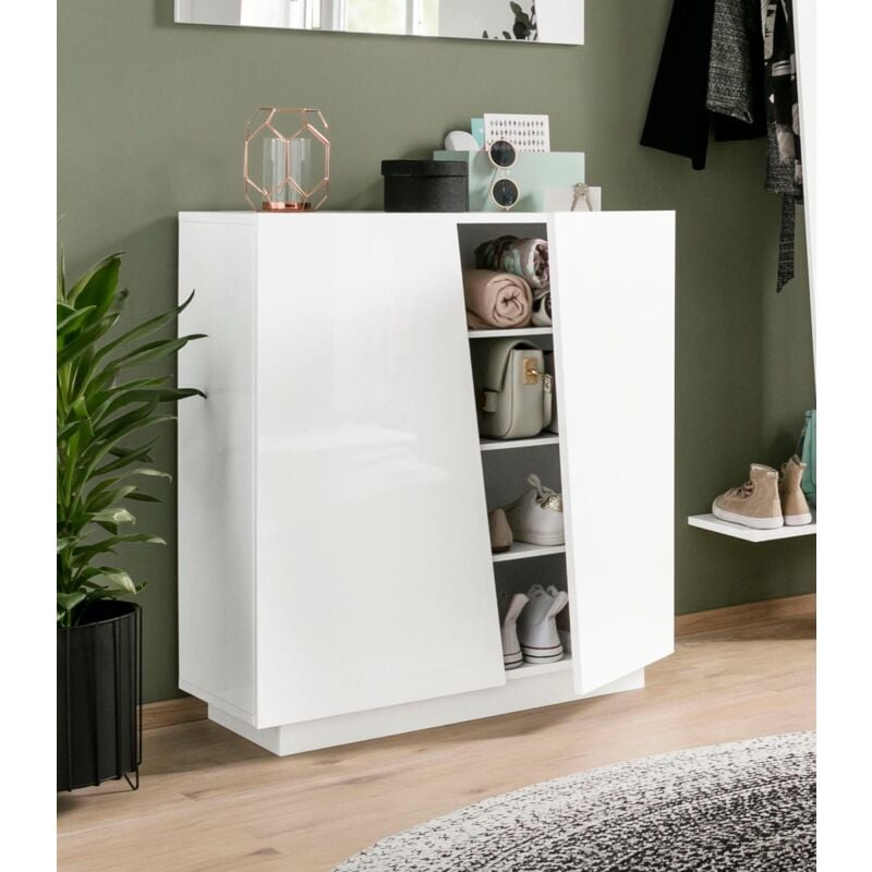 foto del prodotto ahd amazing home design scarpiera 2 ante linea virgola finitura bianco lucido