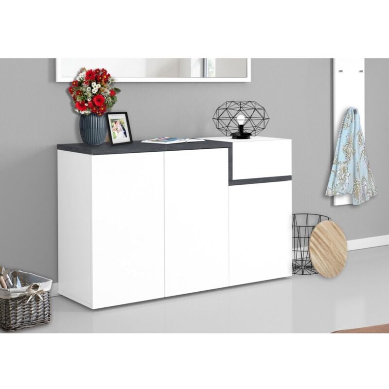 foto del prodotto ahd amazing home design scarpiera con 3 ante porta 22 paia di scarpe bianco e ardesia mobile
