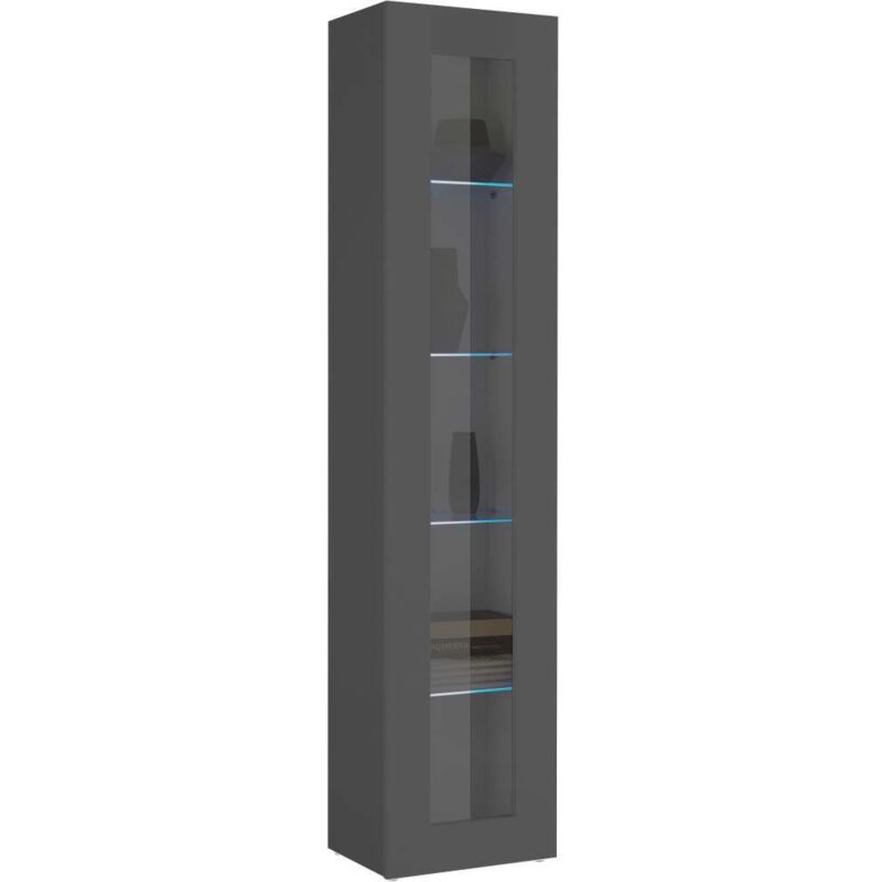 foto del prodotto ahd amazing home design vetrina moderna per soggiorno e sala da pranzo 40x30x180cm echo colore antracite opaco