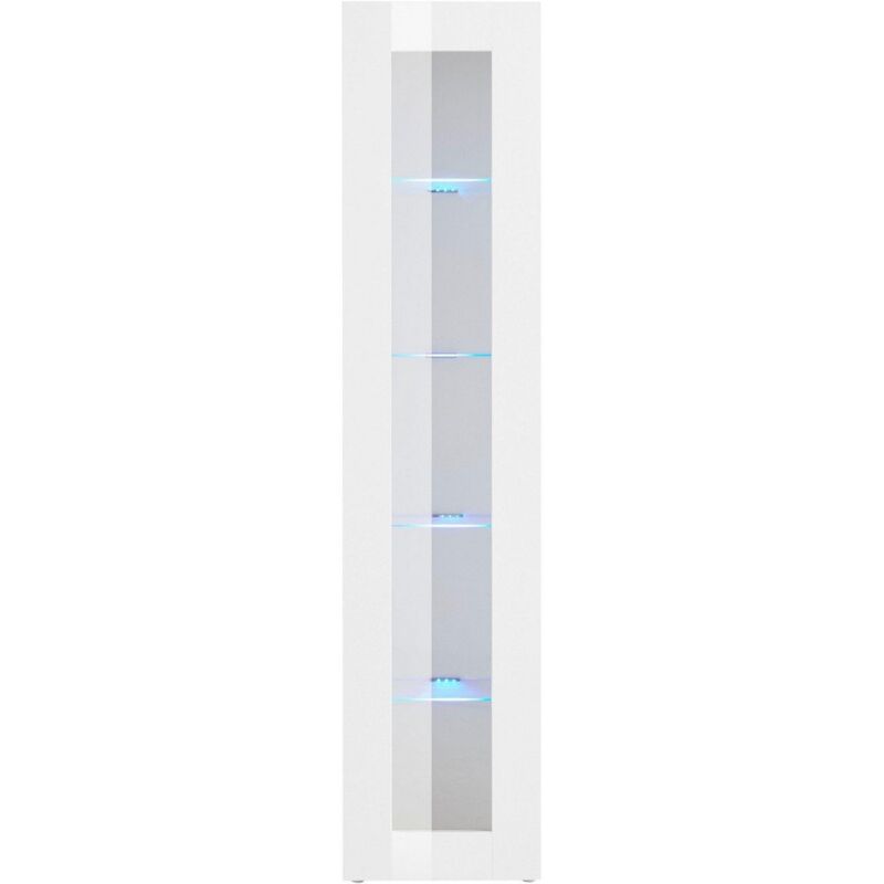 foto del prodotto ahd amazing home design vetrina moderna per soggiorno e sala da pranzo 40x30x180cm echo colore bianco laccato lucido