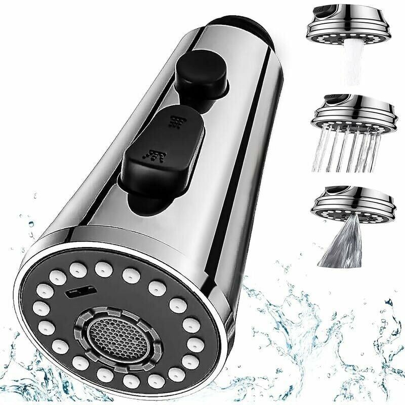 foto del prodotto ahlsen spruzzatore per rubinetto da cucina a 3 modalit , spruzzatore per lavello da cucina estraibile g1 2, spruzzatore per testa del rubinetto da