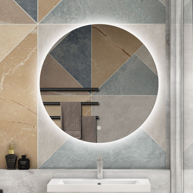 foto del prodotto aica 70 x 70cm specchio da bagno con led,tondo,disappannamento,touch,memoria,dimmerabile,retroilluminato