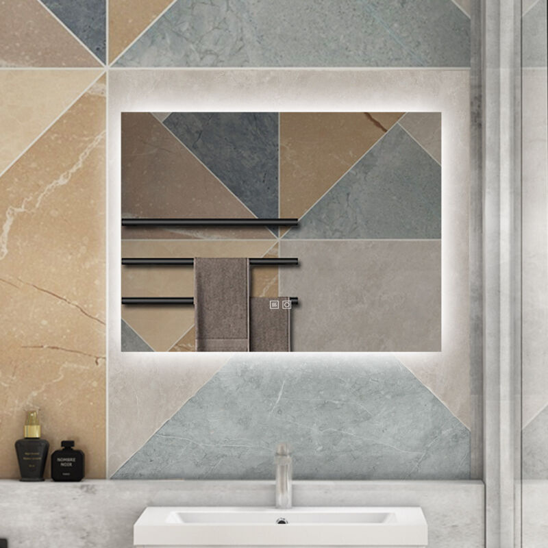 foto del prodotto aica 80 x 60cm specchio da bagno con led,rettangolare,touch,memoria,dimmerabile con 3 colore regolabile,retroilluminato