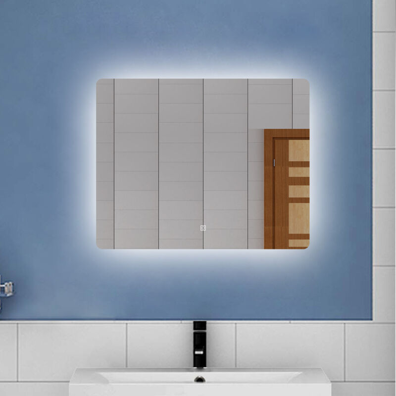 foto del prodotto aica 80 x 60cm specchio da bagno con led,rettangolare,touch,memoria,dimmerabile,retroilluminato